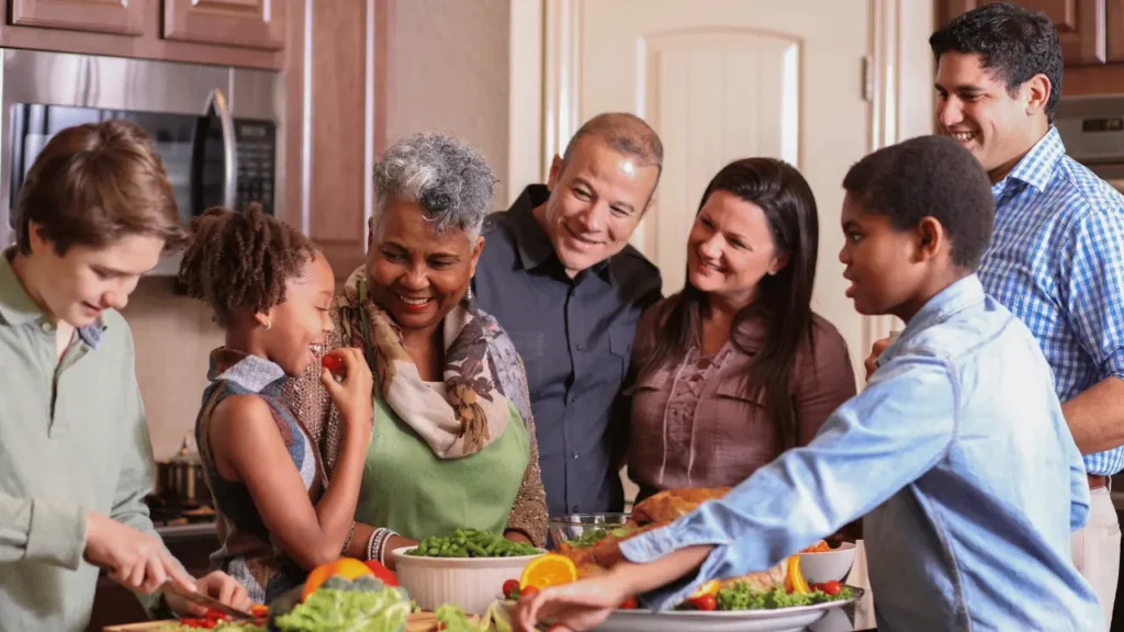 familia cozinhando